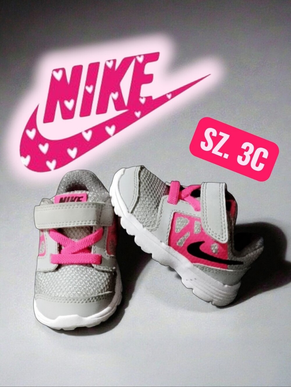 EUC Nike Baby Girl's Downshifter 6 Grey/Pink Sz.3C